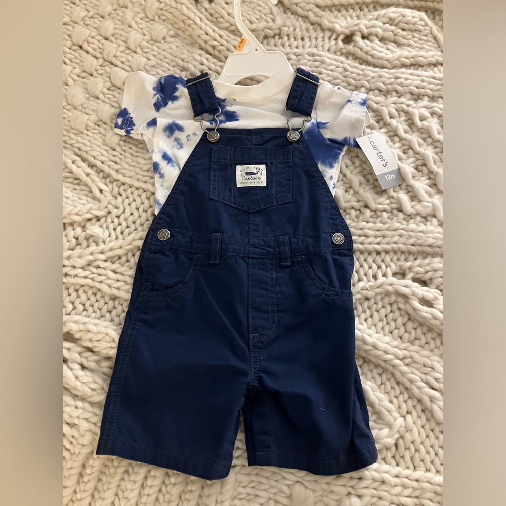 Carter's Dark Blue Overalls with Tie-Dye Shirt